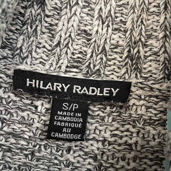 Hilary Radley Women’s Size Small Cowl Neck Sweater Grey Black Vents at Hips - Picture 3 of 10